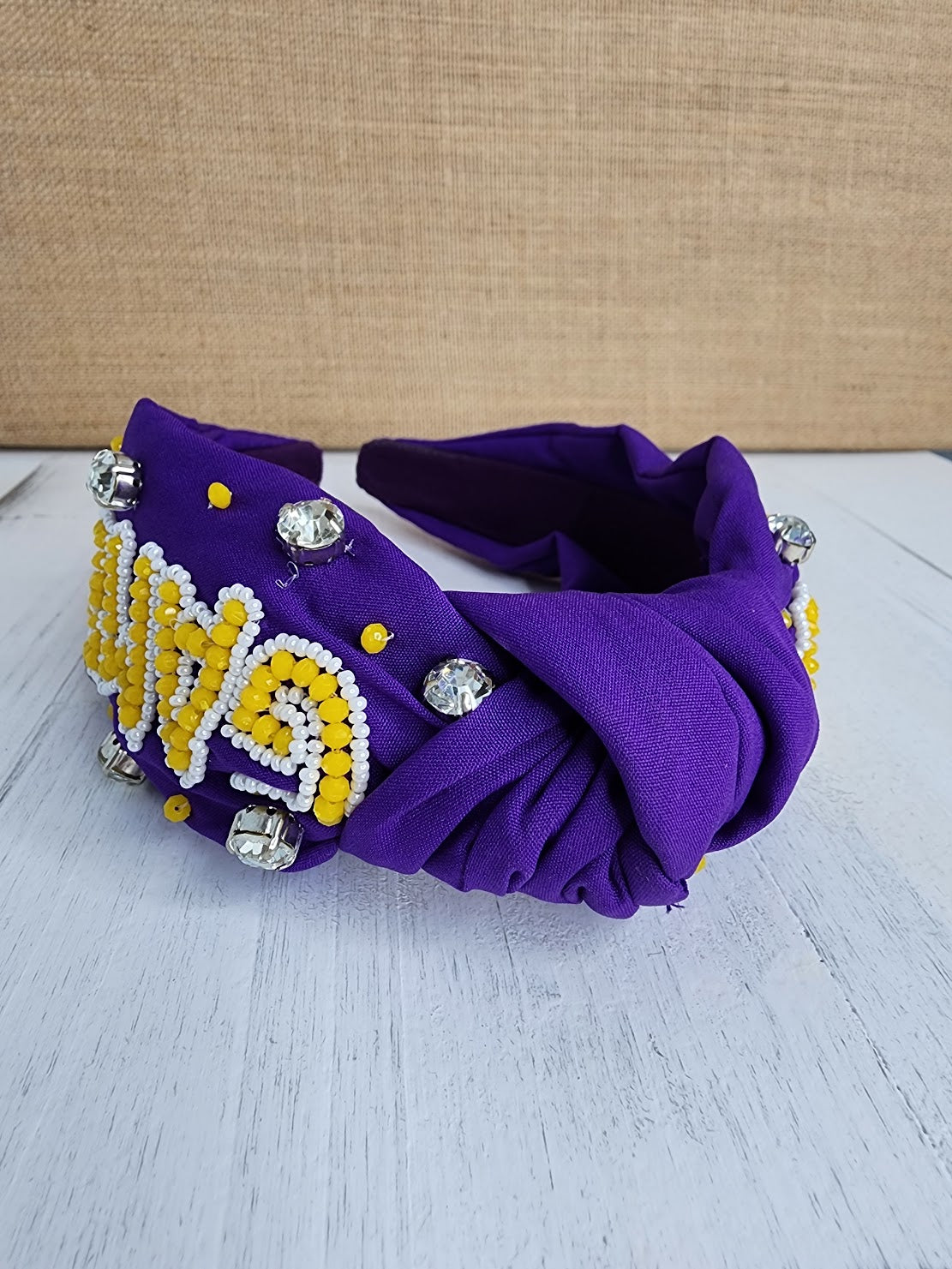 Purple & Yellow Beaded Headband