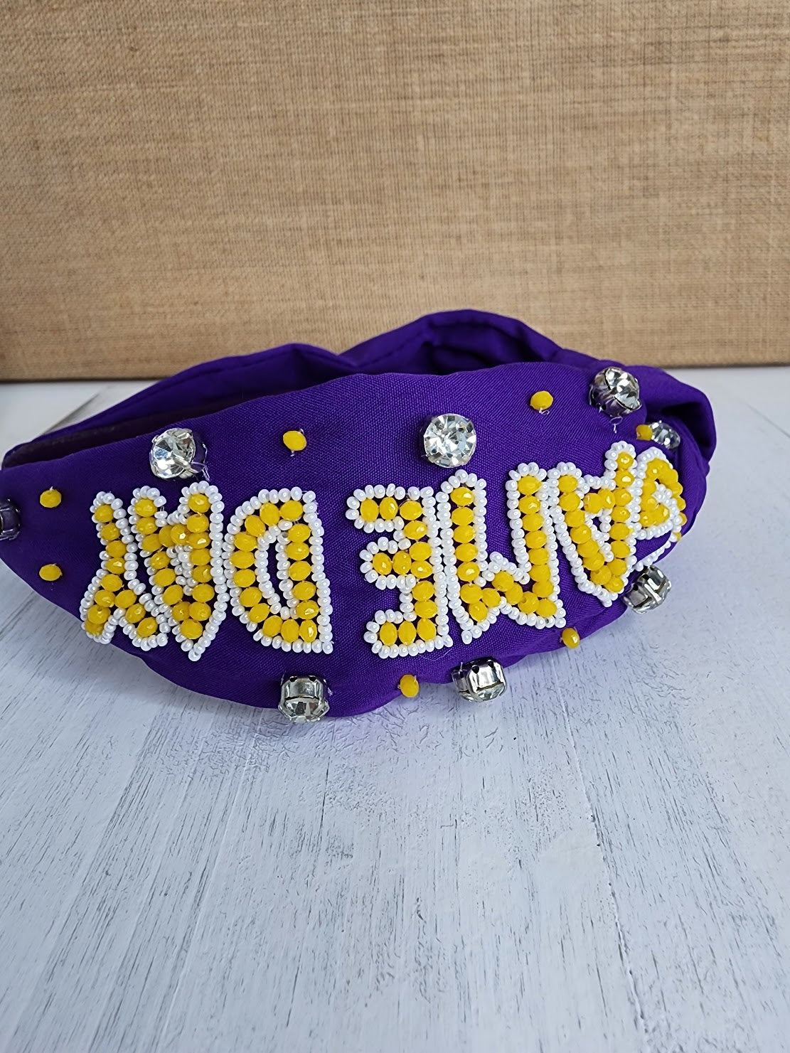 Purple & Yellow Beaded Headband