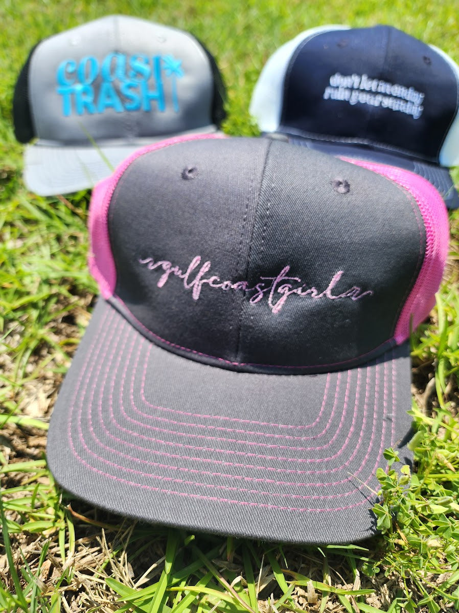 Gulf Coast Girl Trucker Hat - Steel/Neon Pink