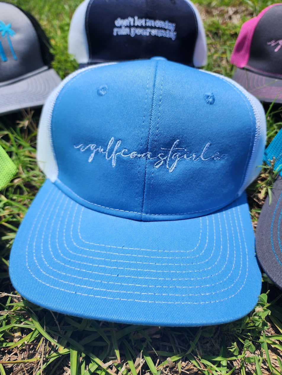 Gulf Coast Girl Trucker Hat - Light Blue/White