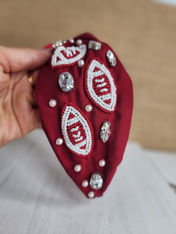 Football Maroon & White Headband