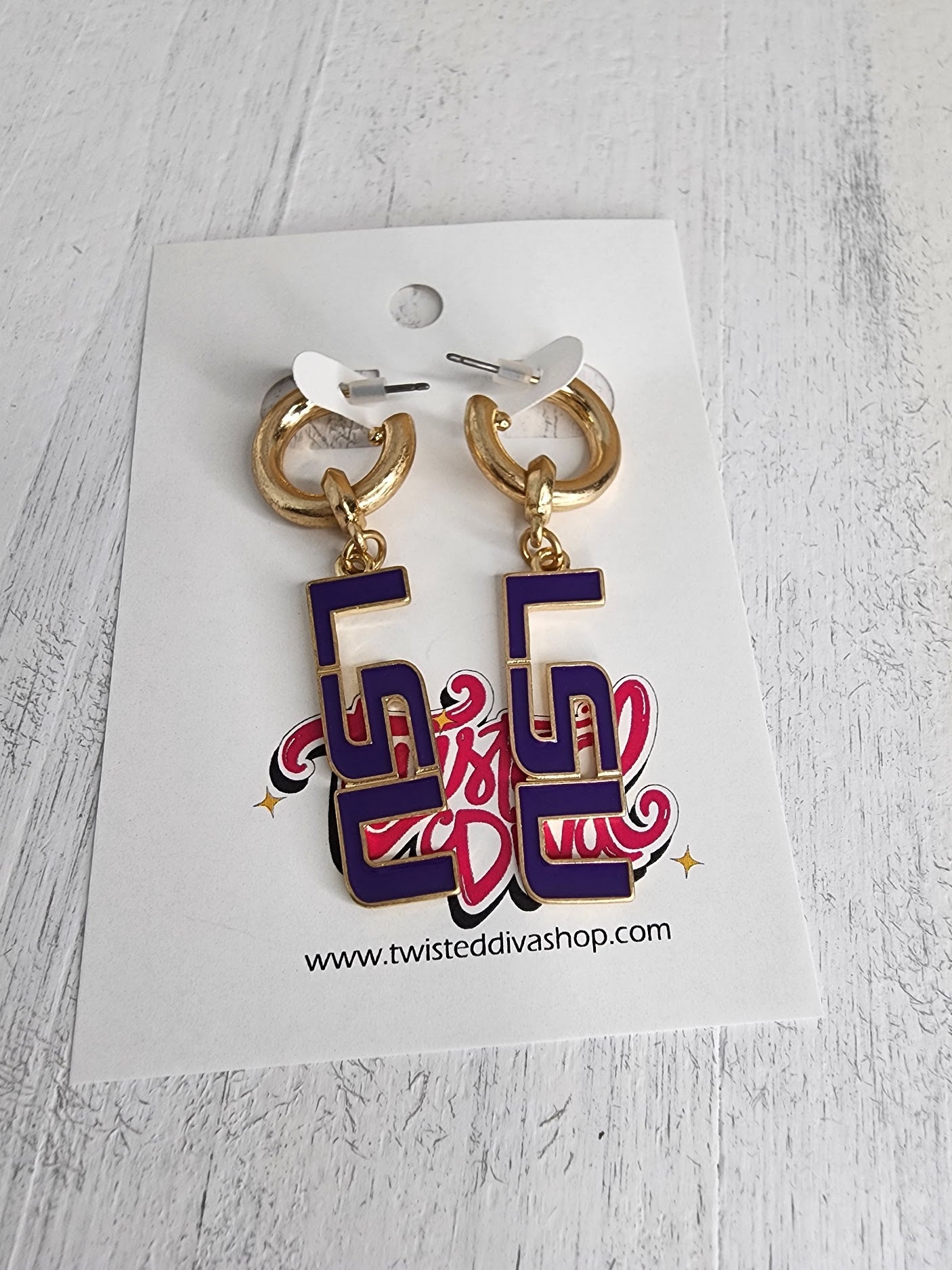LSU Tigers Enamel Drop Hoop Earrings