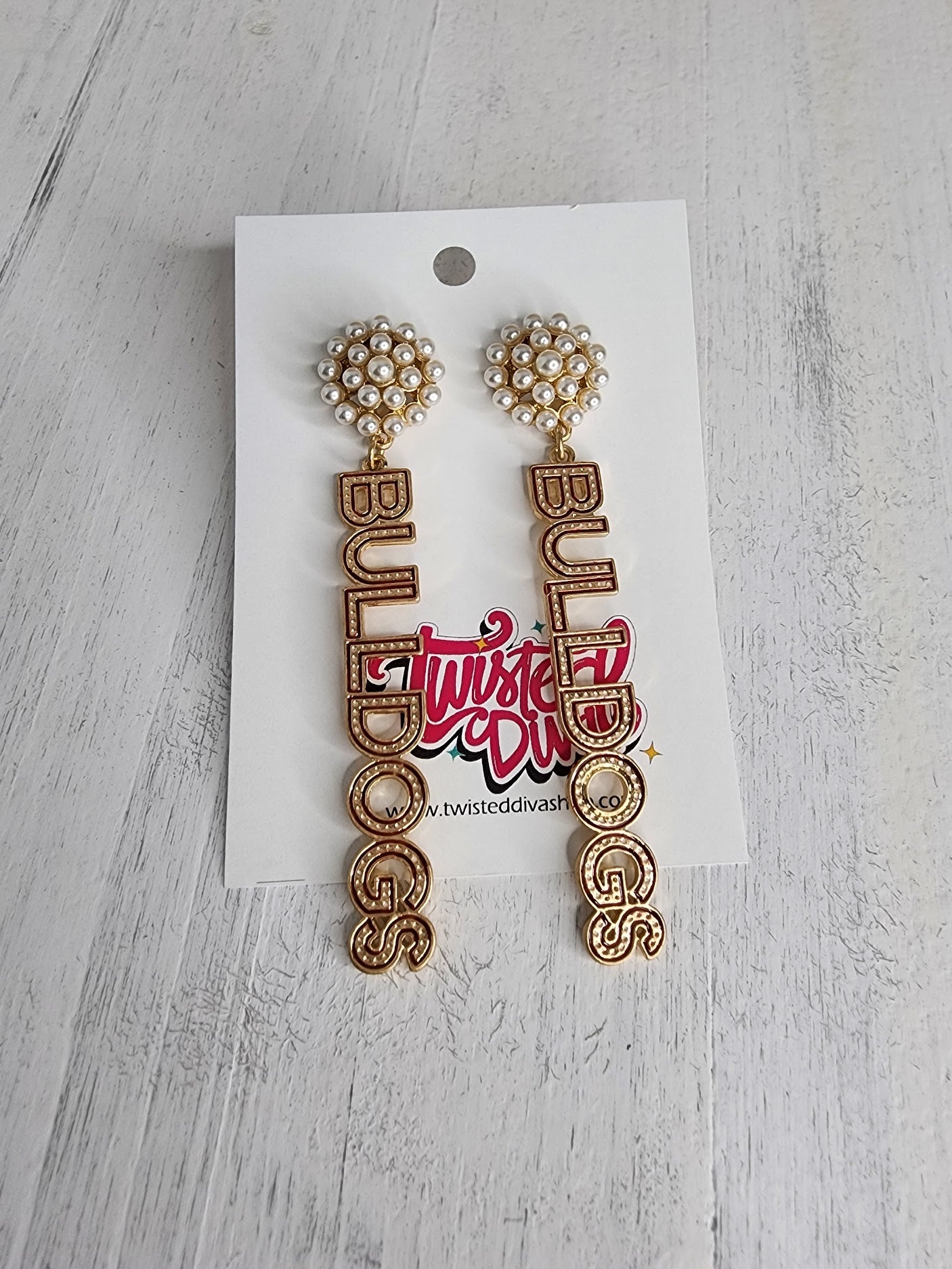 Mississippi State Bulldogs Pearl Cluster Dotted Enamel Drop Earrings