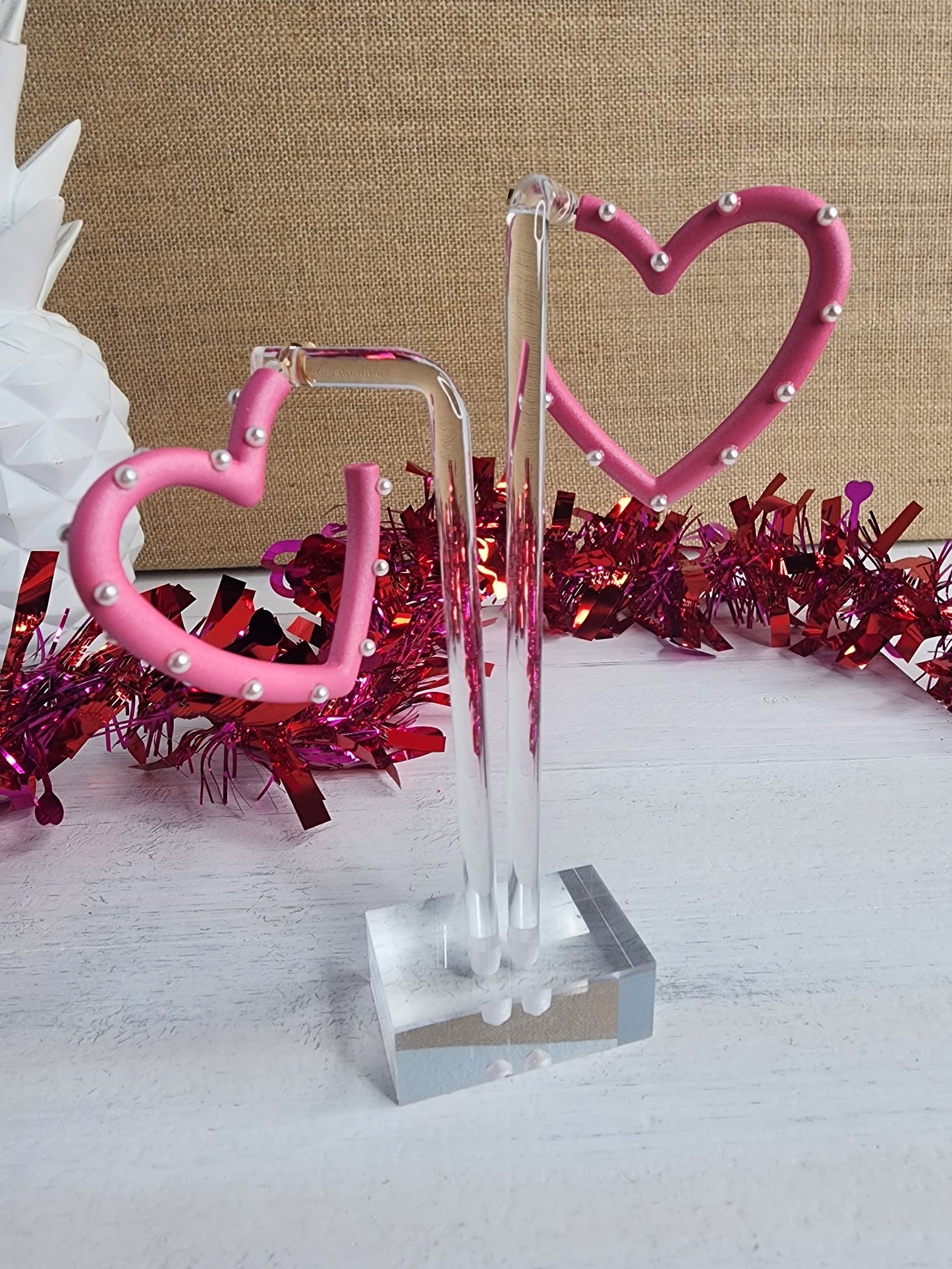 Valentine's Pearl & Color Coated Heart Hoops