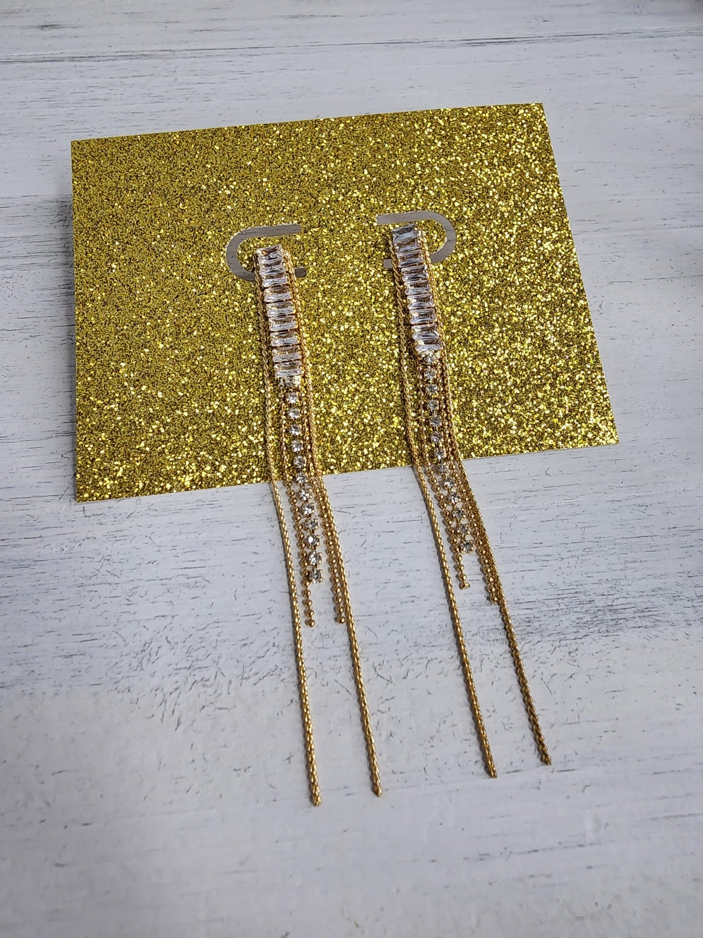 Crystal & Mini Ball Row Drop Earrings