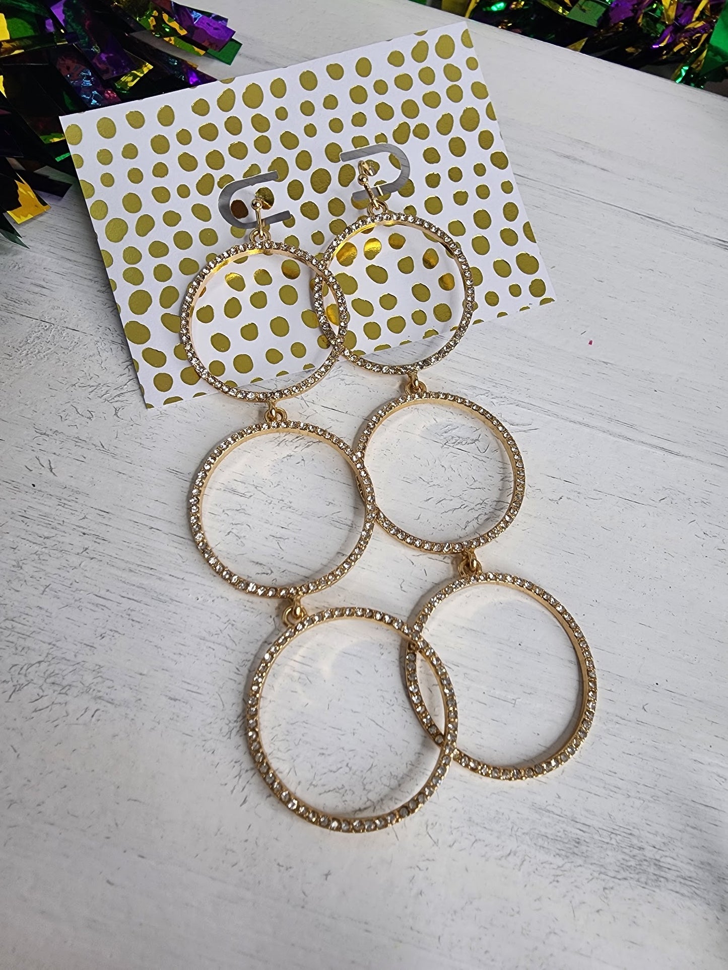 Crystal 3 Tier Circle Earrings