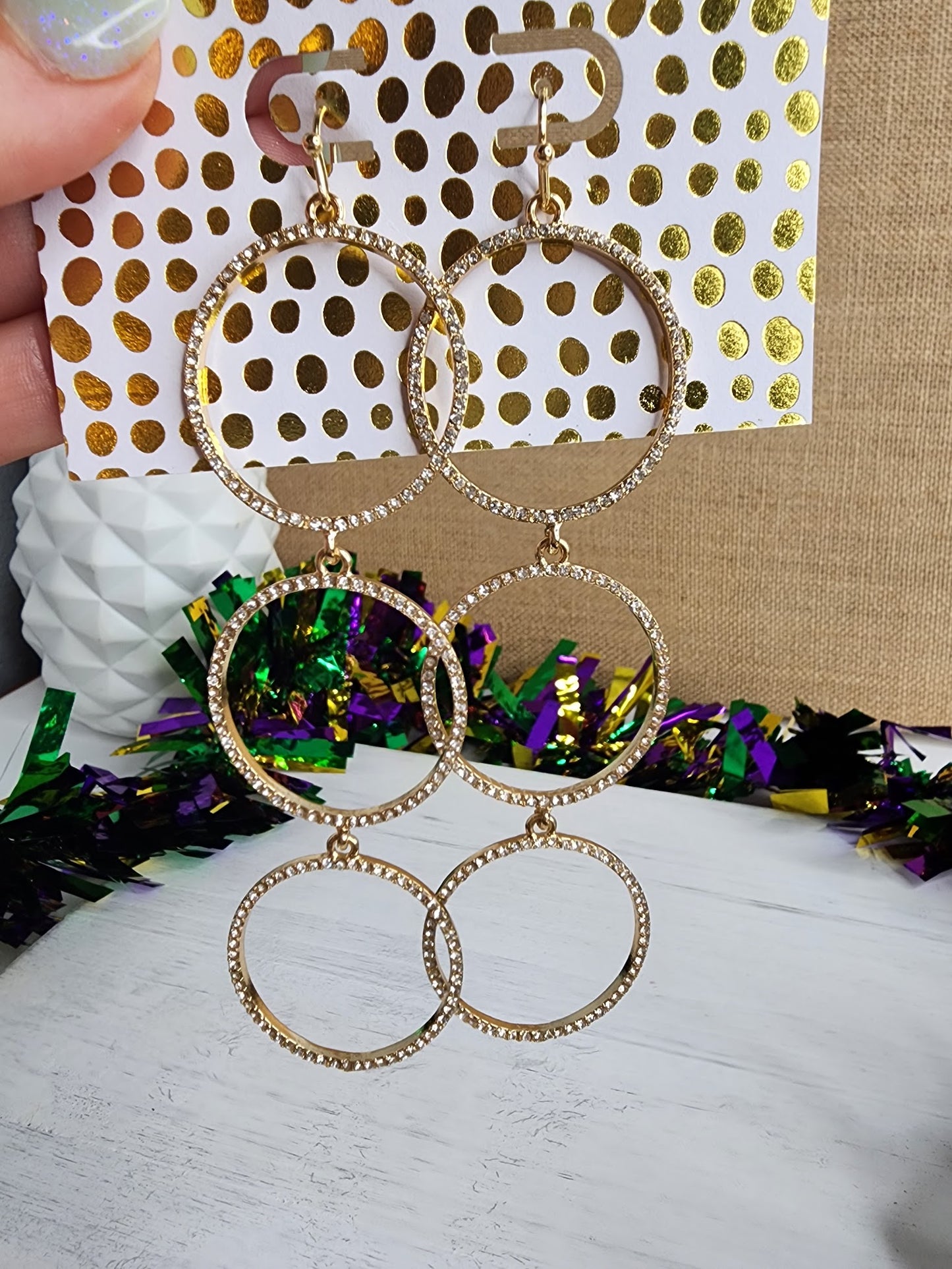 Crystal 3 Tier Circle Earrings