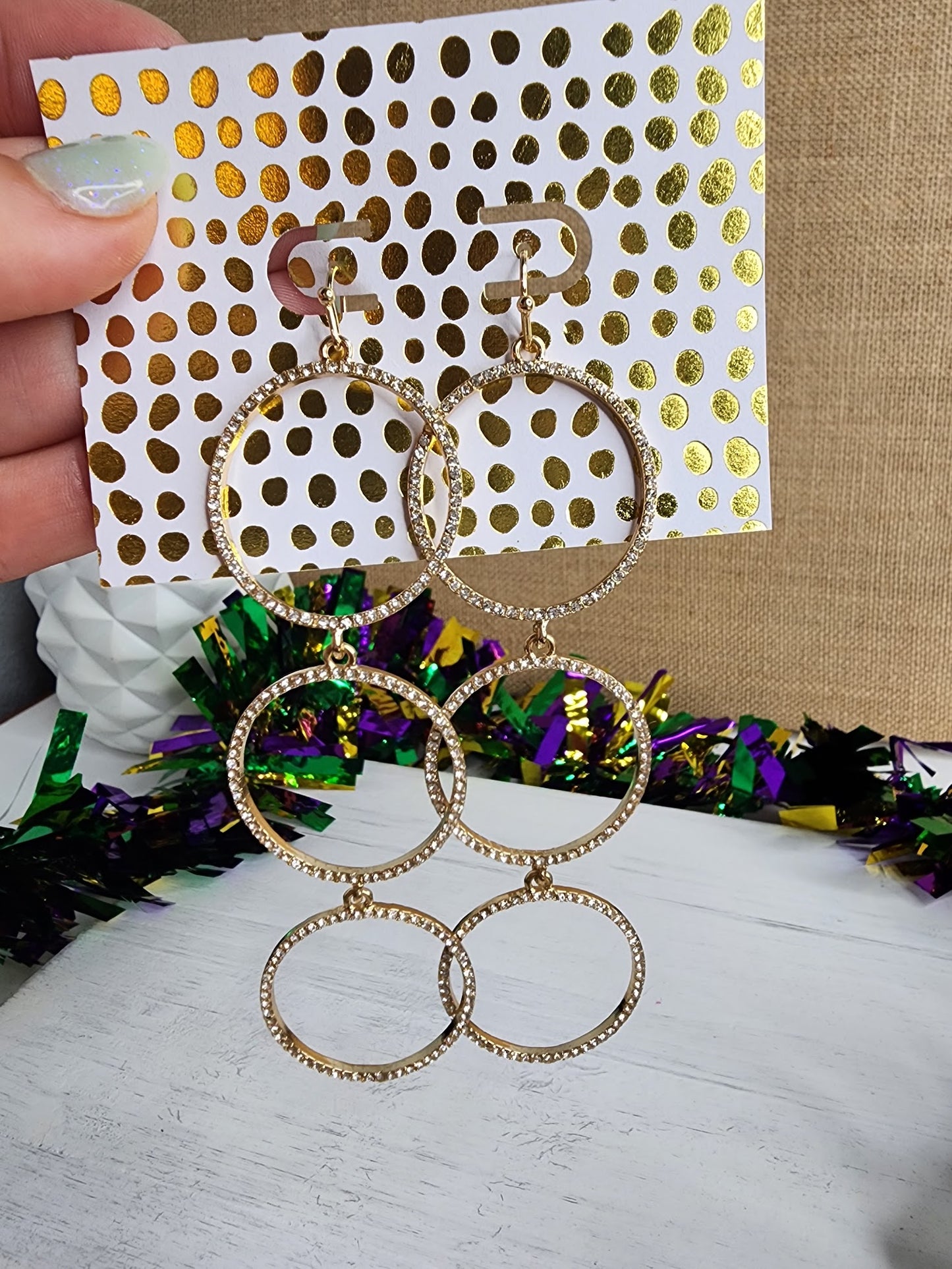 Crystal 3 Tier Circle Earrings