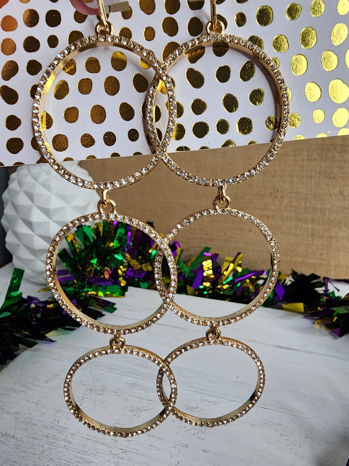 Crystal 3 Tier Circle Earrings