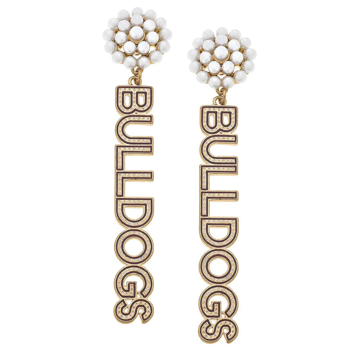 Mississippi State Bulldogs Pearl Cluster Dotted Enamel Drop Earrings