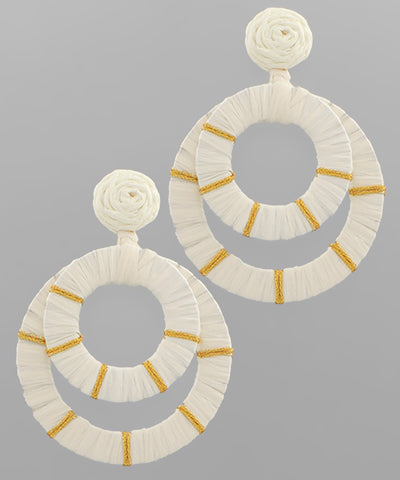 Double Raffia Wrapped Circle Earrings