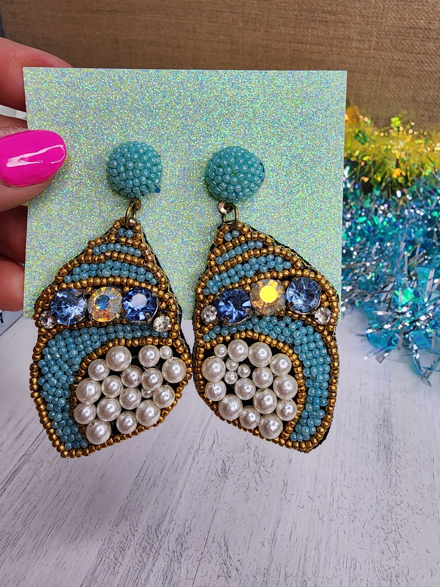Conch Shell Beaded Earrings
