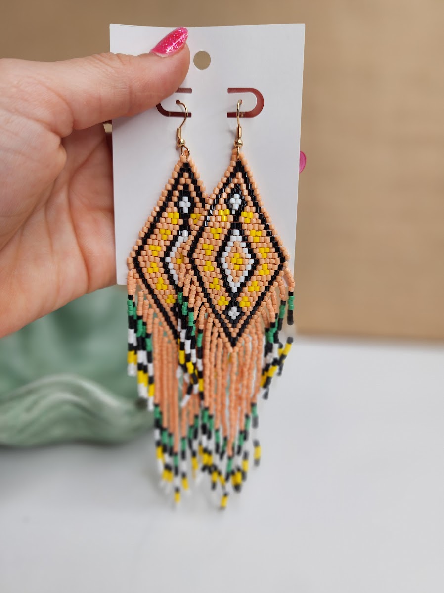 Oh Mexico Long Tassel Peach Multicolored Earrings