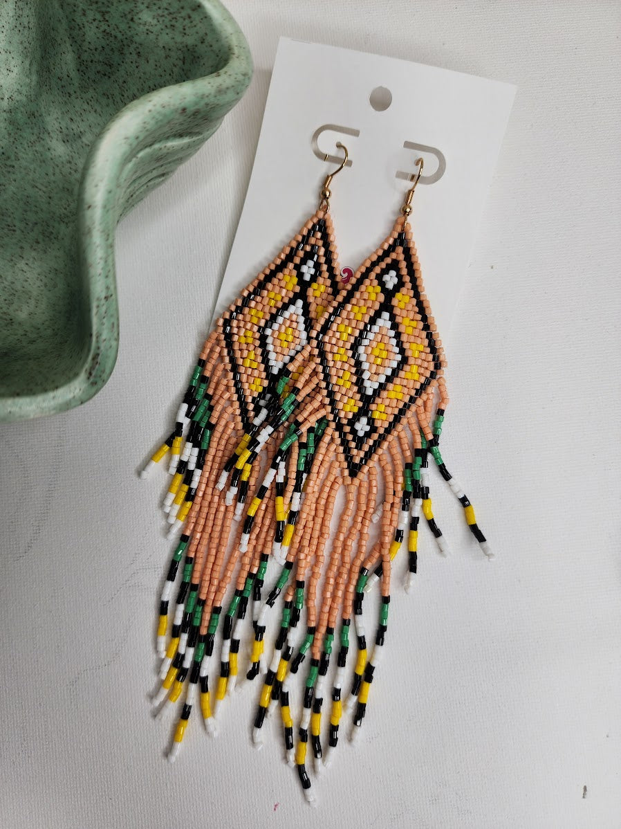 Oh Mexico Long Tassel Peach Multicolored Earrings