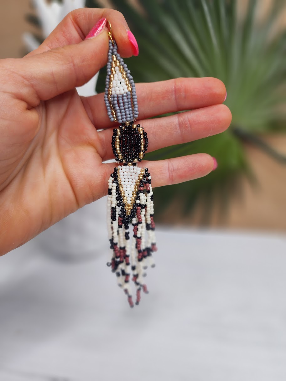 Here for a Good Time Beaded Earrings • Black