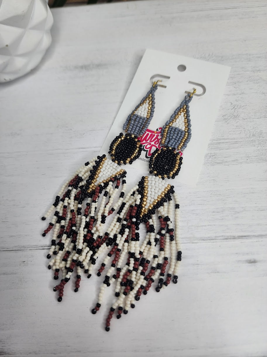 Here for a Good Time Beaded Earrings • Black