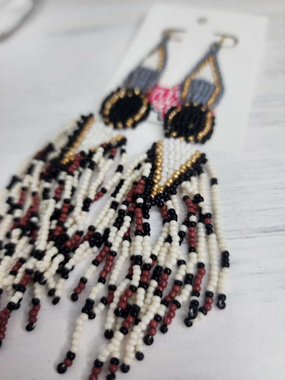Here for a Good Time Beaded Earrings • Black