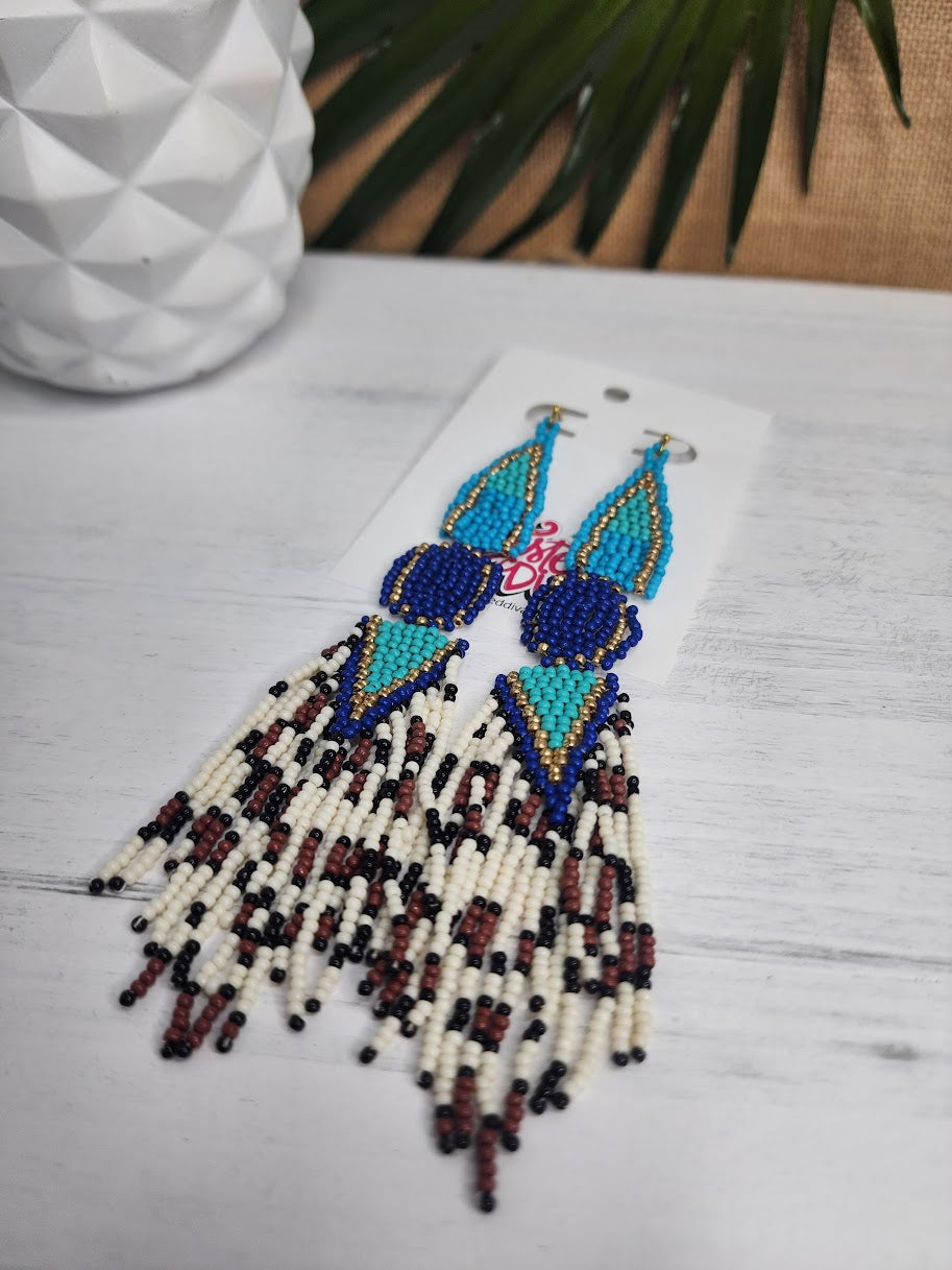 Here for a Good Time Beaded Earrings • Teal