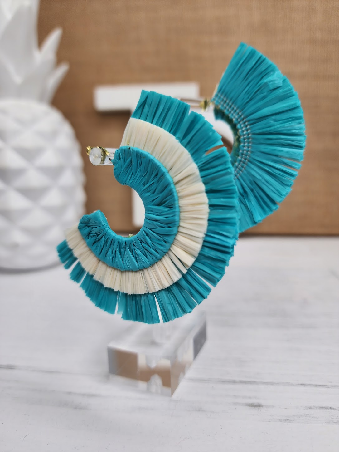 Fan me Under the Palm Trees Earrings in Turquoise