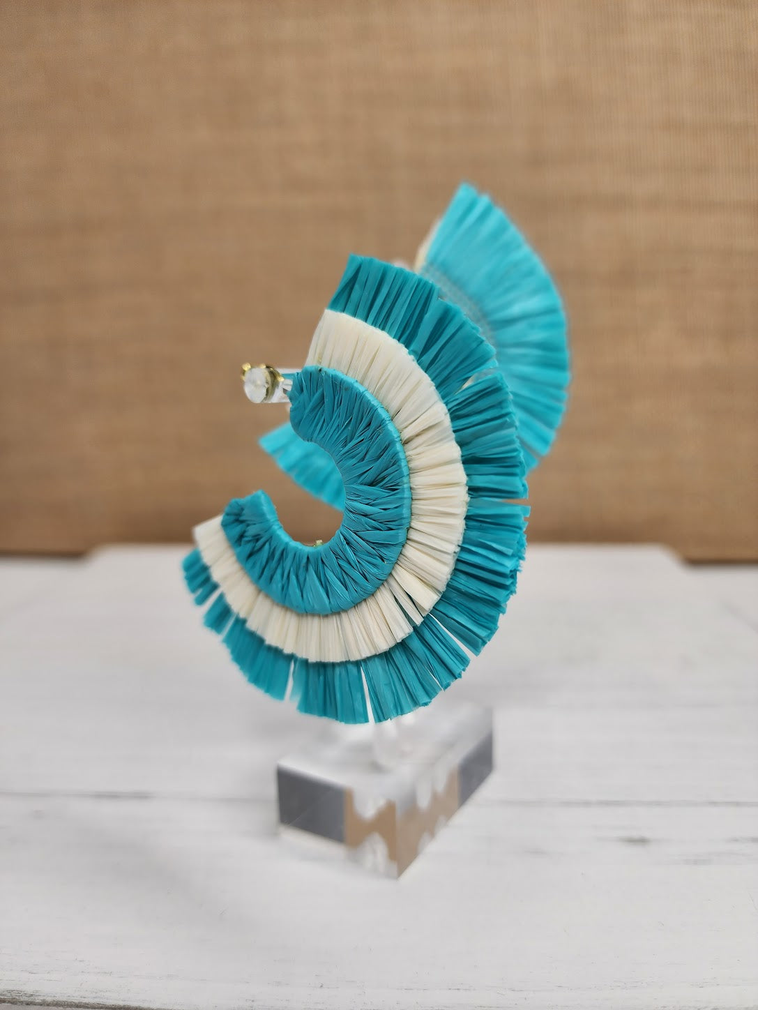 Fan me Under the Palm Trees Earrings in Turquoise
