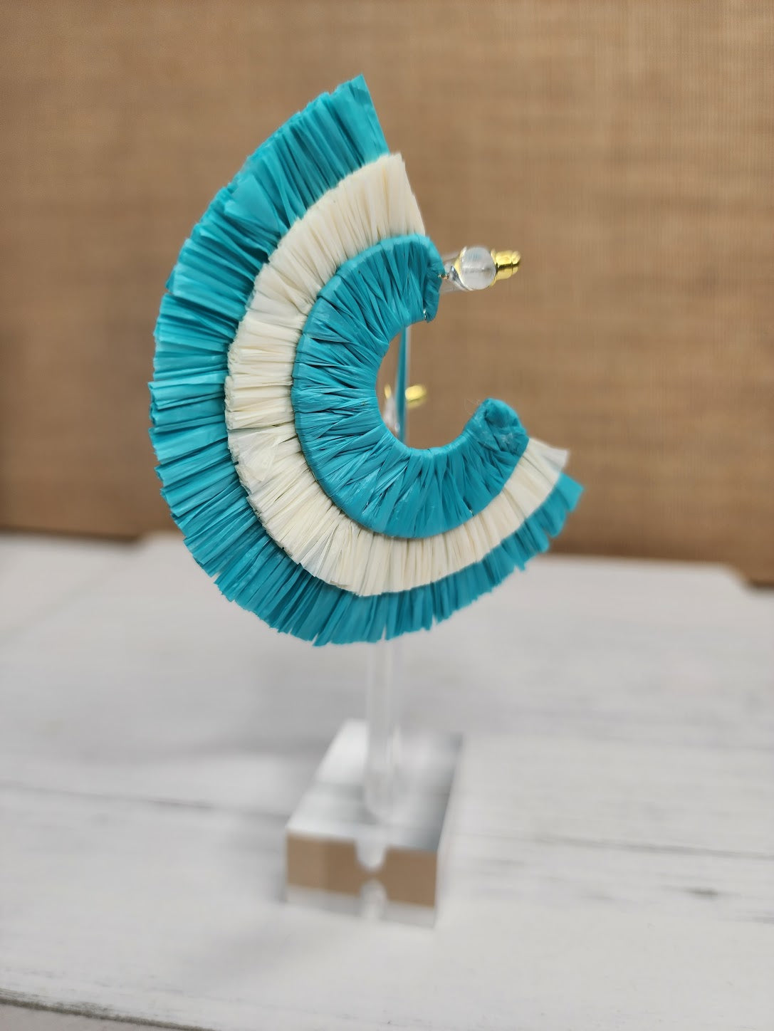 Fan me Under the Palm Trees Earrings in Turquoise