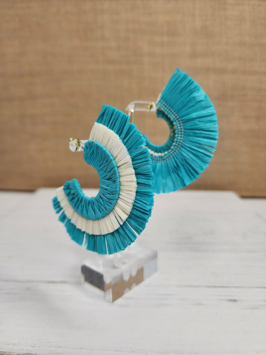 Fan me Under the Palm Trees Earrings in Turquoise
