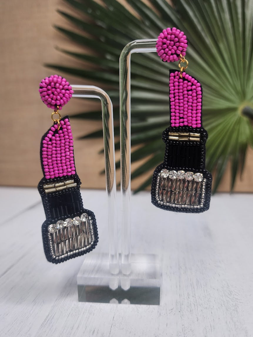 Hot Pink Lady Lips Earrings