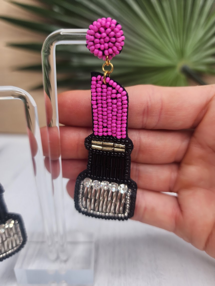 Hot Pink Lady Lips Earrings