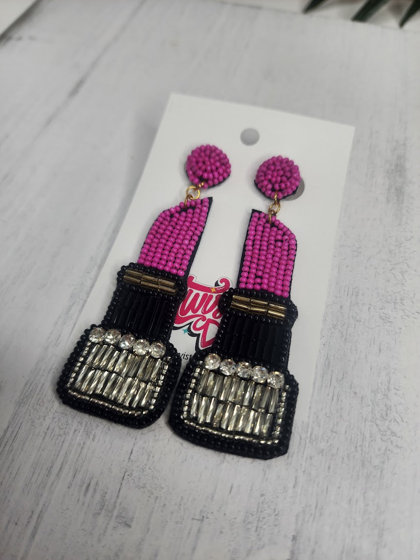 Hot Pink Lady Lips Earrings