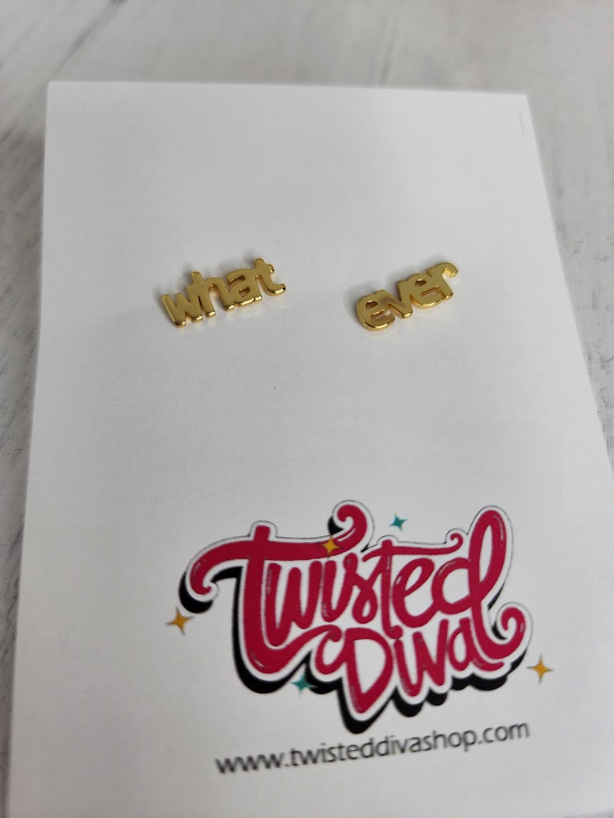WHATEVER Gold Dipped Stud Earrings