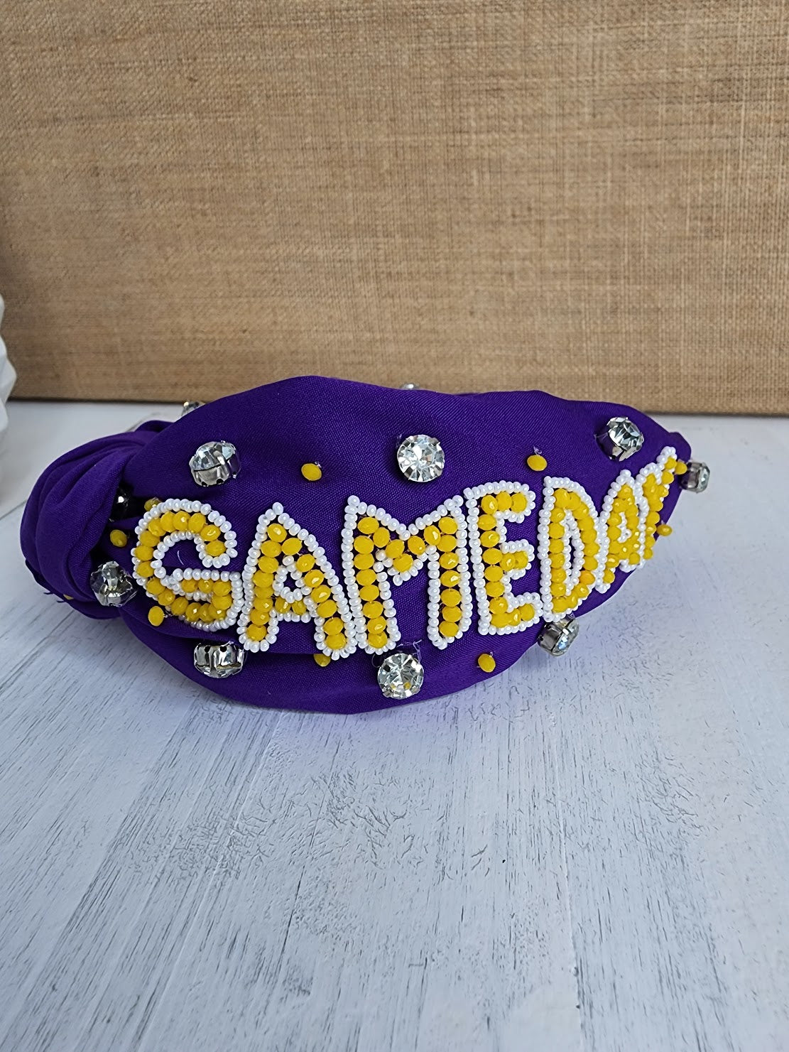 Purple & Yellow Beaded Headband