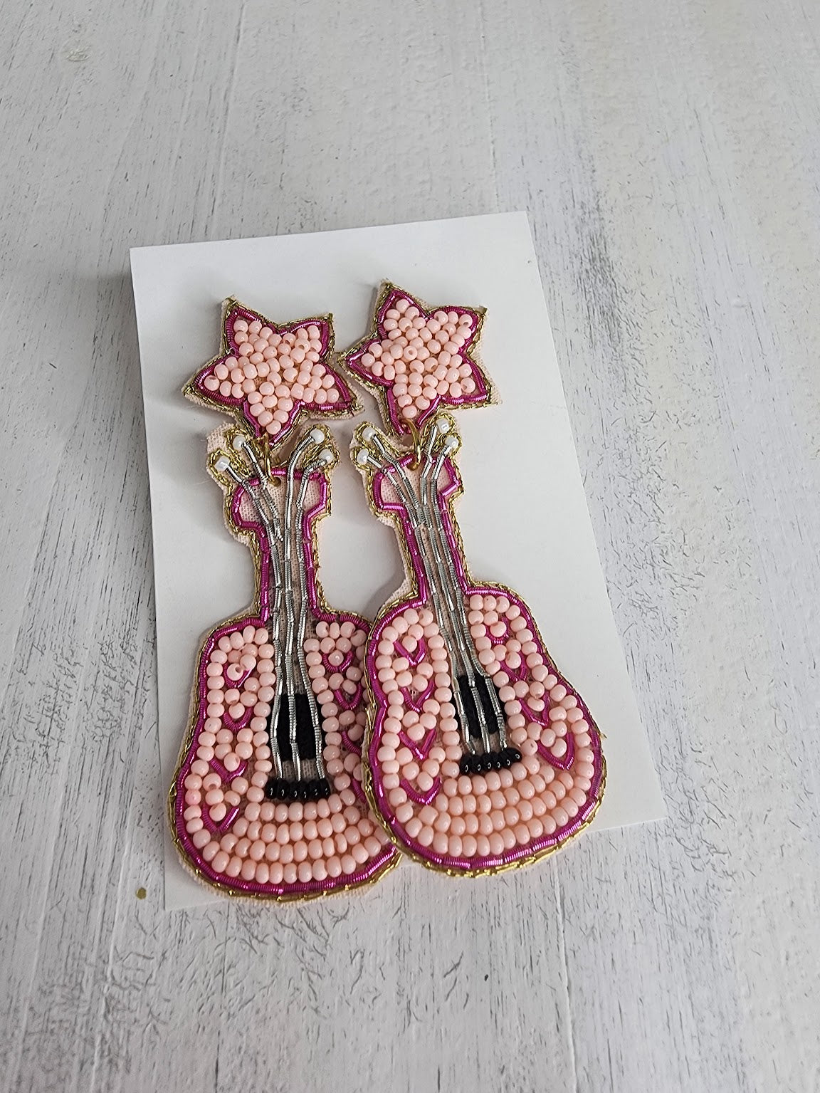 Beaded Guitar & Star Earrings