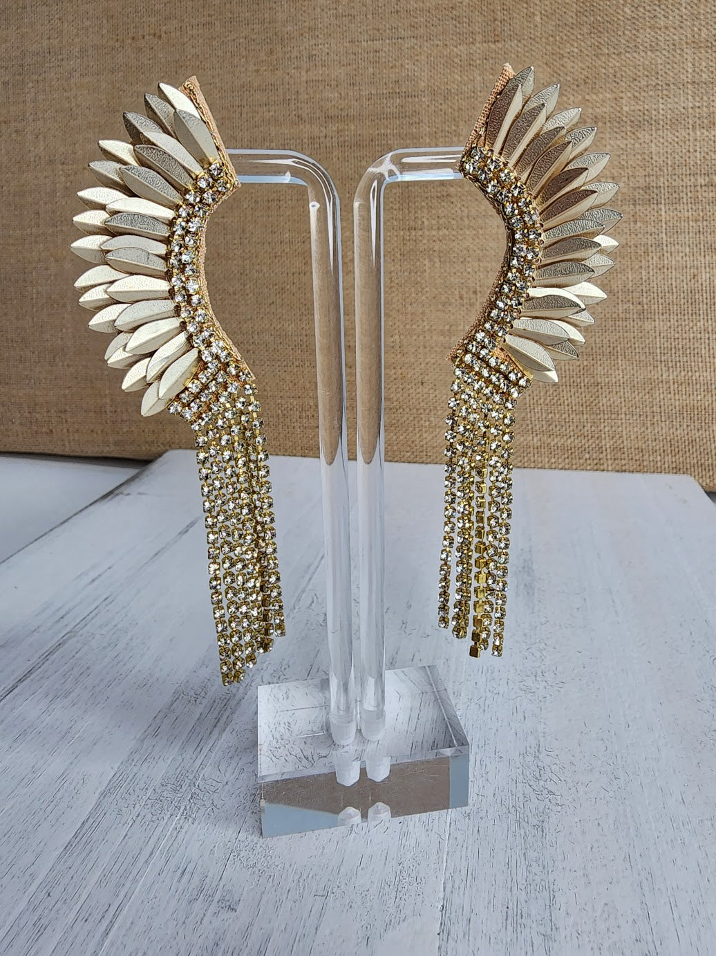 Wing & Gold Cup Chain Earrings - Gold
