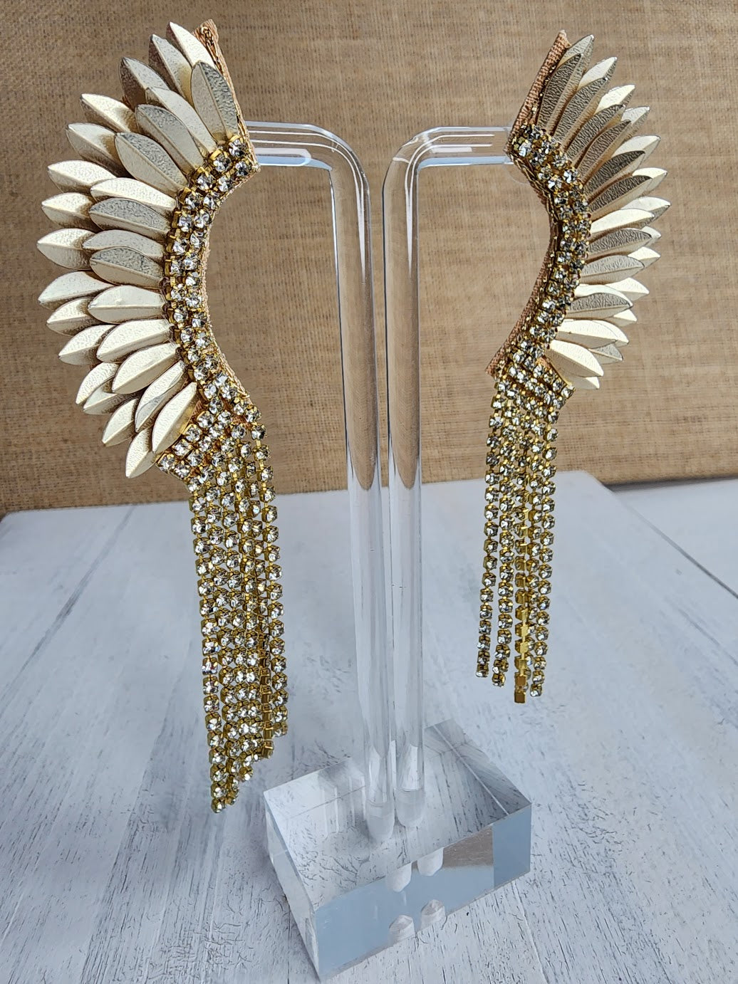 Wing & Gold Cup Chain Earrings - Gold