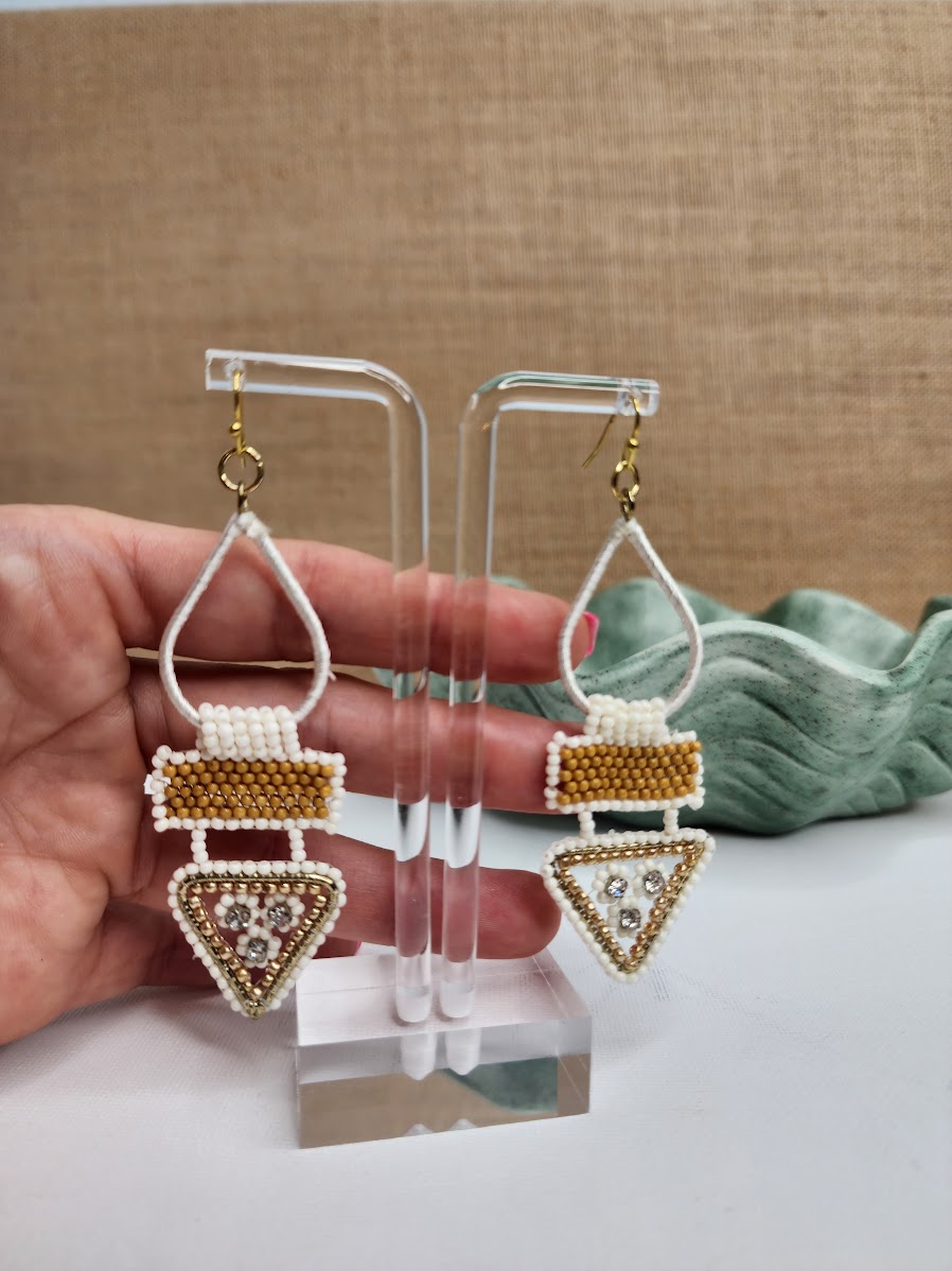 Too Hip to be a Square Earrings • White