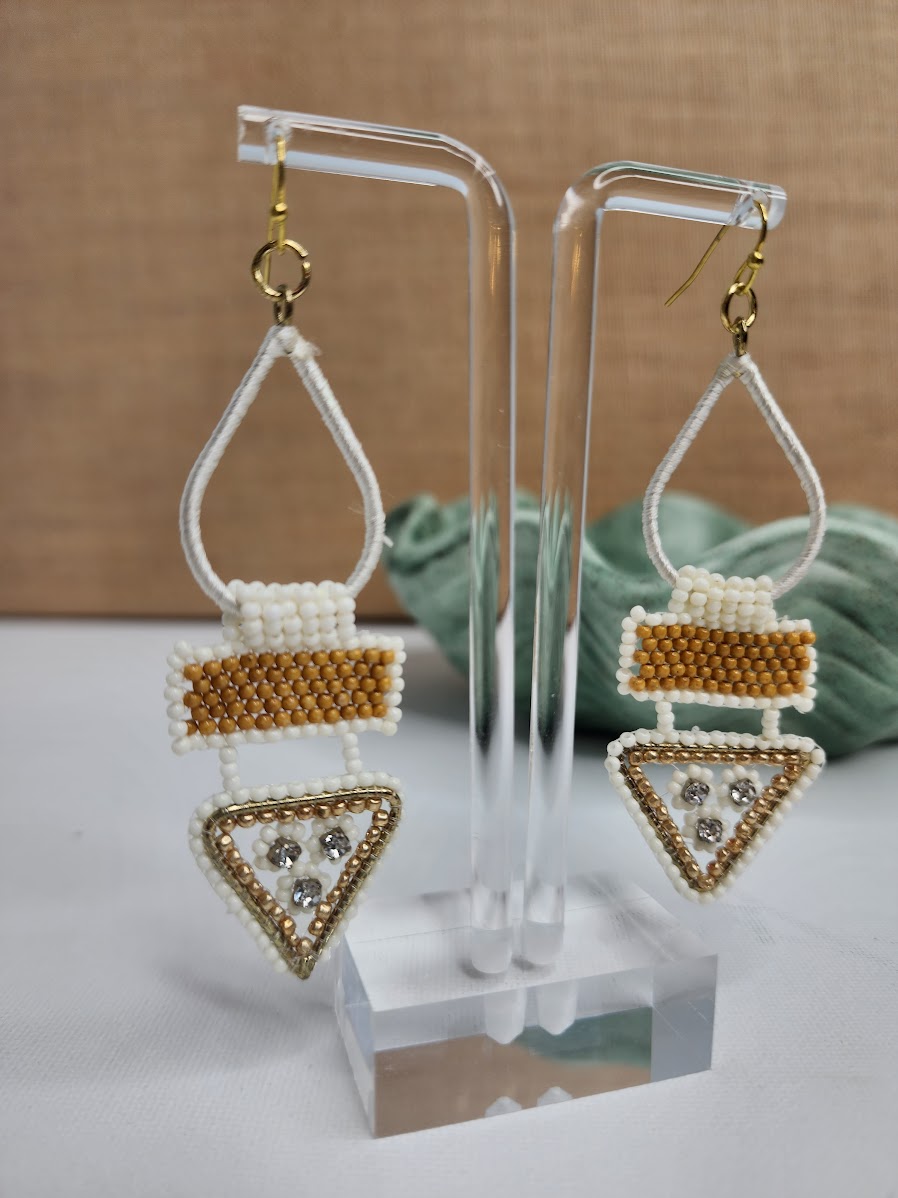 Too Hip to be a Square Earrings • White