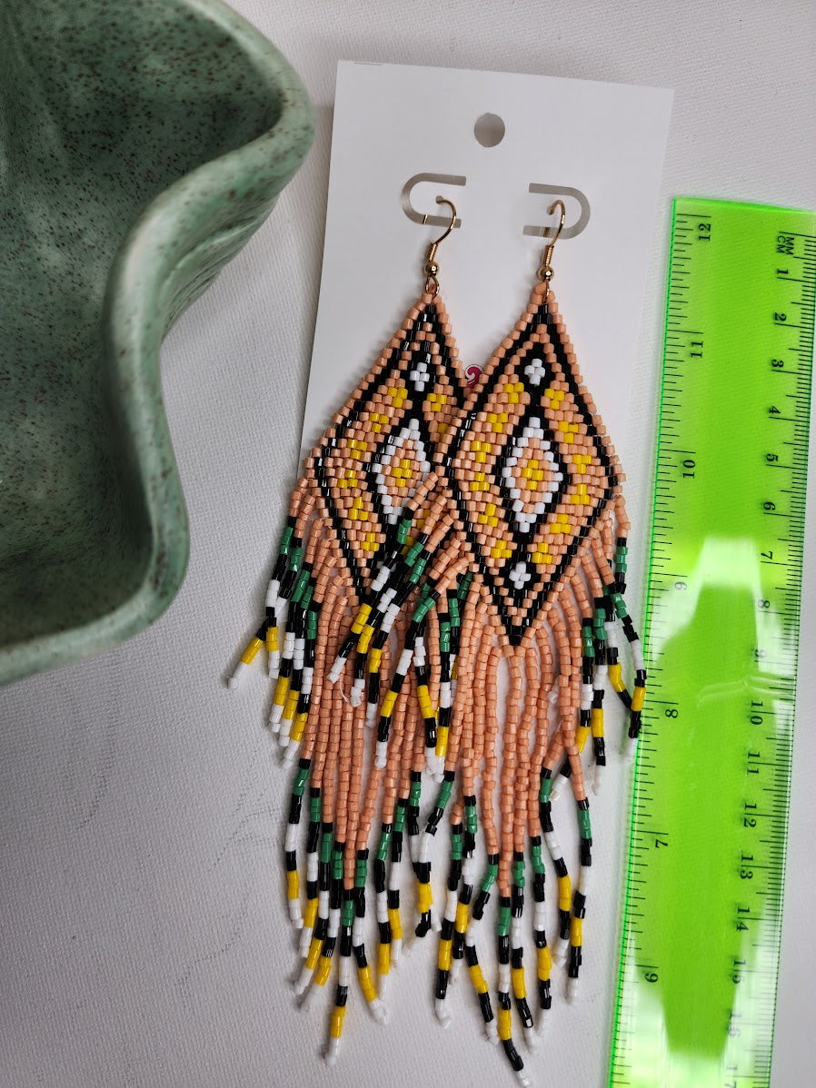 Oh Mexico Long Tassel Peach Multicolored Earrings