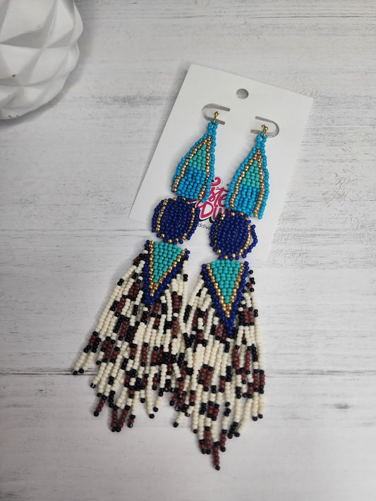 Here for a Good Time Beaded Earrings • Teal