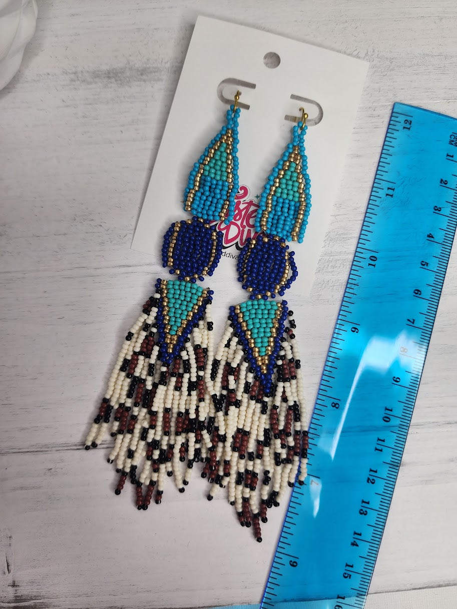Here for a Good Time Beaded Earrings • Teal