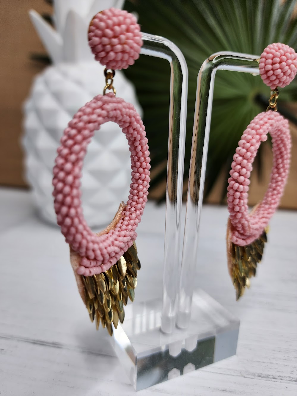 Turning Heads Circle & Sequins Earrings Pink