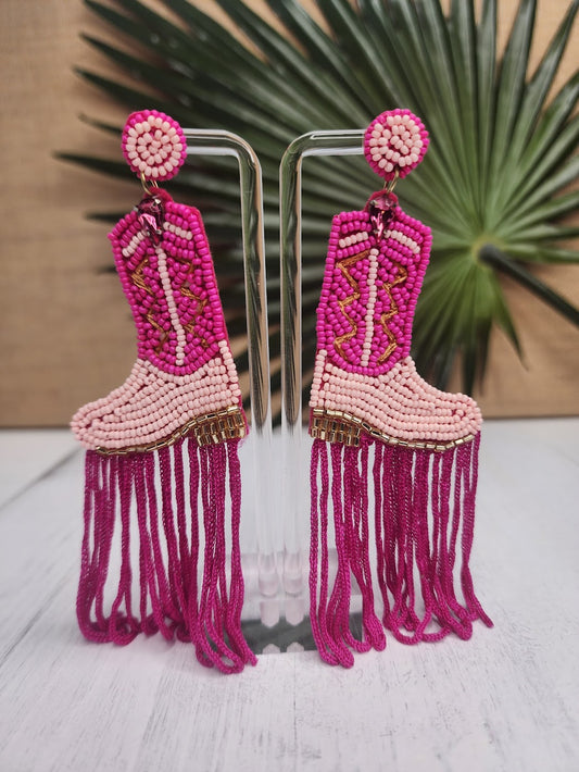 Let's Go Cowgirls Earrings - Pink